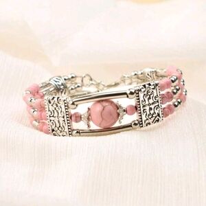 Elegant Pink and Silver Bracelet